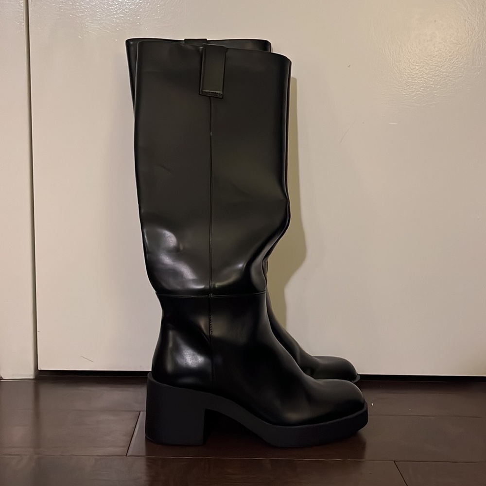 H&M Black Knee-High Heeled Boots